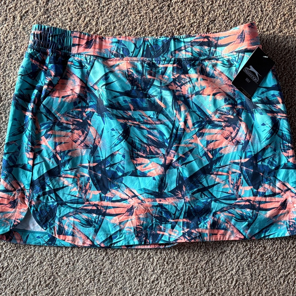 Slazenger Blue and Coral Golf Skirt